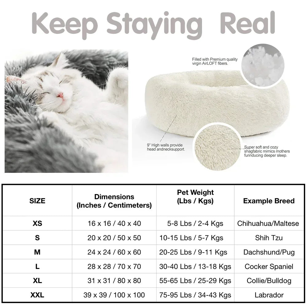 Winter Long Plush Dount Basket Calming Cat Beds with Soft Calming Material,Soft Calming Dog Bed House for Relaxing and Sleeping