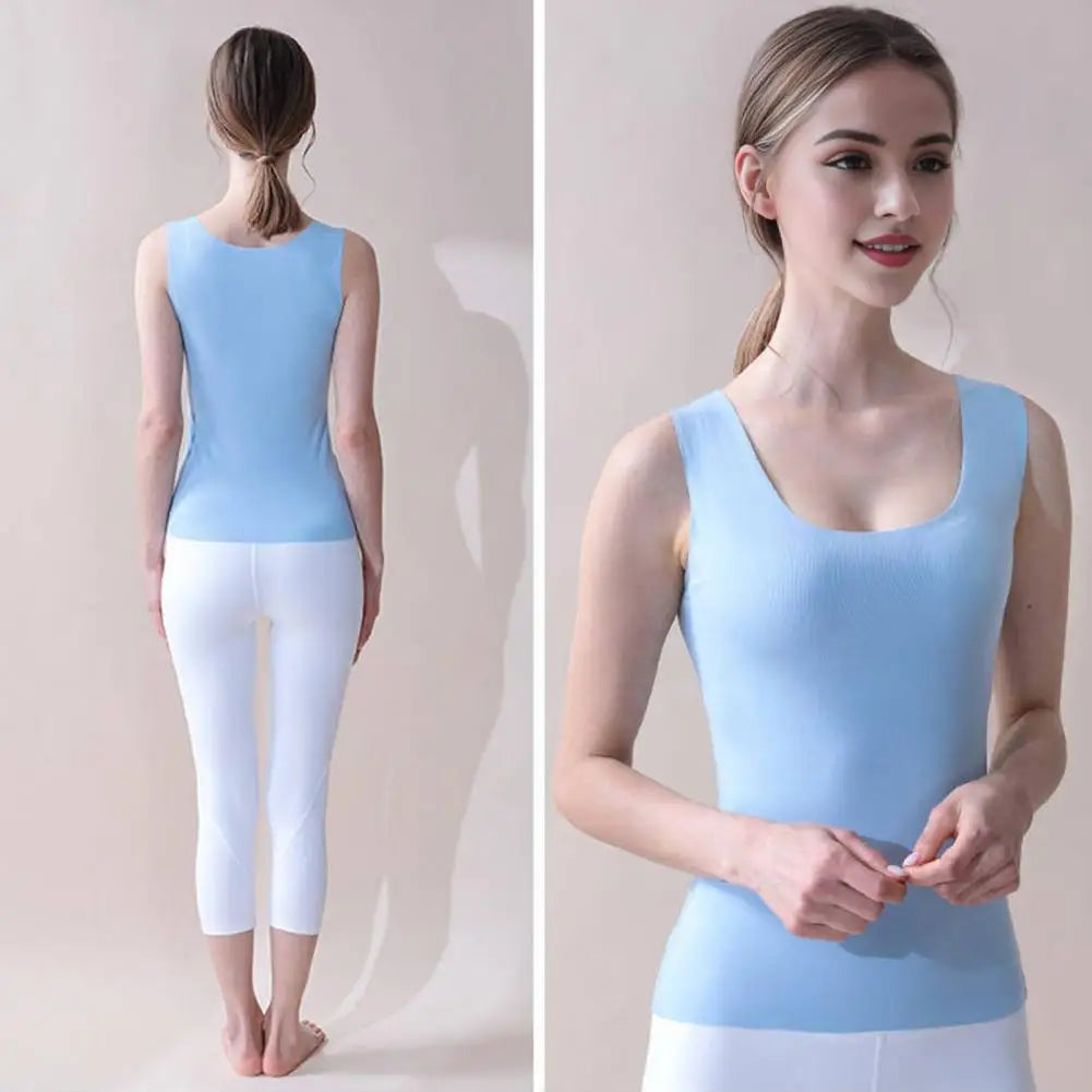 Elastic Body Vest Seamless Ice Silk Women's Summer Vest O-neck Sleeveless Tank Tops