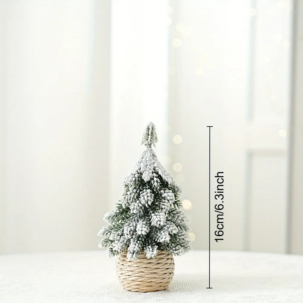 Mini Christmas Tree Artificial Small Snow Pine Xmas Tree Decorations New Year Party Ornaments