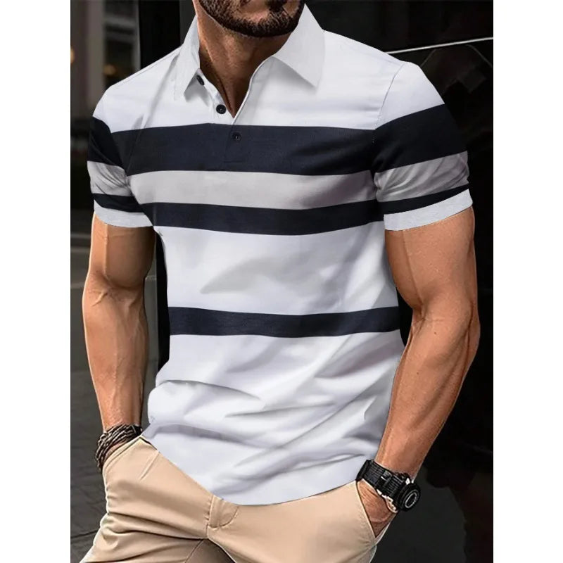 Men's Summer Fashion T-Shirts Lapel Quick Drying Anti Pilling Short-sleeved  Business Casual Polo Shirts Tee