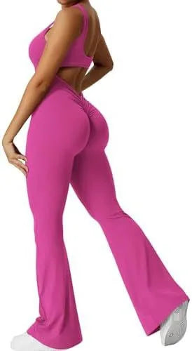 Fashion Tight Yoga Jumpsuit New Sleeveless Casual Hollow Seamless Sports Slim Fit Wide Leg Jumpsuit