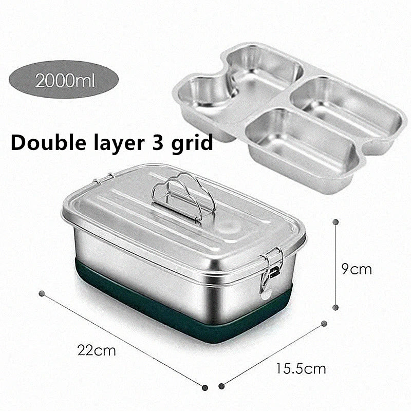 304 Stainless Steel Bento Lunch Box for Child Portable Grids Hermetic Food Storage Container Leakproof Picnic Thermal Boxes