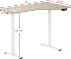 55-Inch Large Electric Height Adjustable L-Shaped Standing Desk with Right Facing Corner, Oak