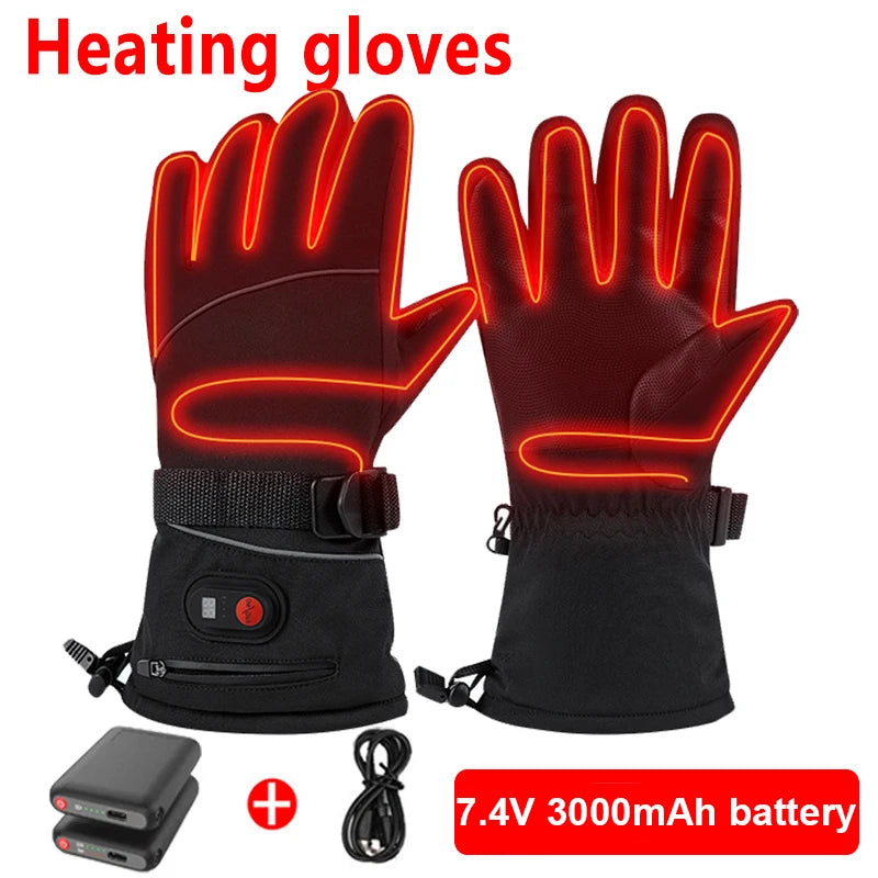 Heated Rechargeable Gloves Electric Heated Gloves Thermal Heat Gloves Winter Warm Skiing Snowboarding Hunting Fishing Cycling