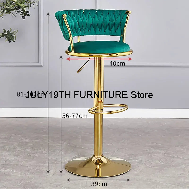 Luxury Rotating Bar Chair Design Living Room Outdoor Velvet Modern Bar Chair Nordic Kitchen High Sillas Altas Furniture SR50BC