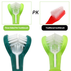 Three Sided Pet Toothbrush Three-Head Multi-angle Toothbrush