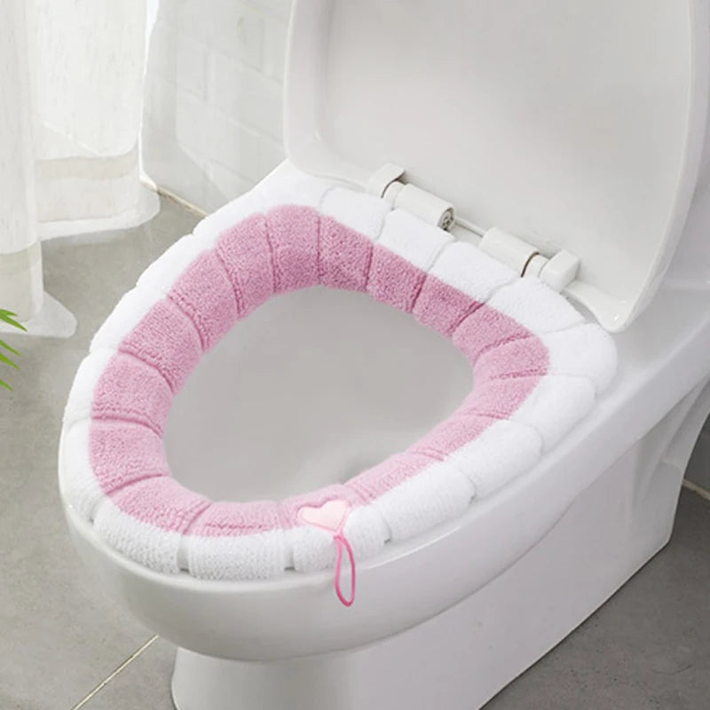 Bathroom Toilet Seat Cover Soft Warmer Washable Mat Cover Pad Cushion Seat Case Toilet Lid Cover