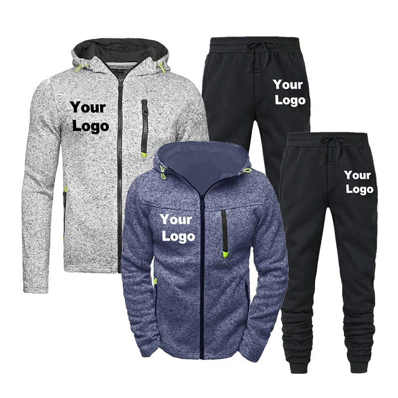 Men's Sweat Suit Set Tracksuit Men Full Sleeve Tops with Hood Outdoor Sport Wear