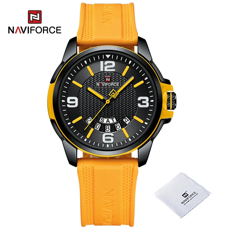 NAVIFORCE Creative TPU Strap Male Wristwatch Fashion Sports 3ATM Waterproof Quartz Day and Date Display Men Watches