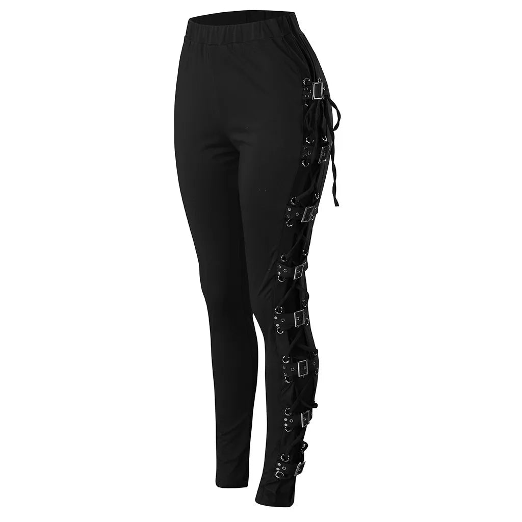 Gothic Pants For Women Work Casual With Pockets Fashion Lace Trousers