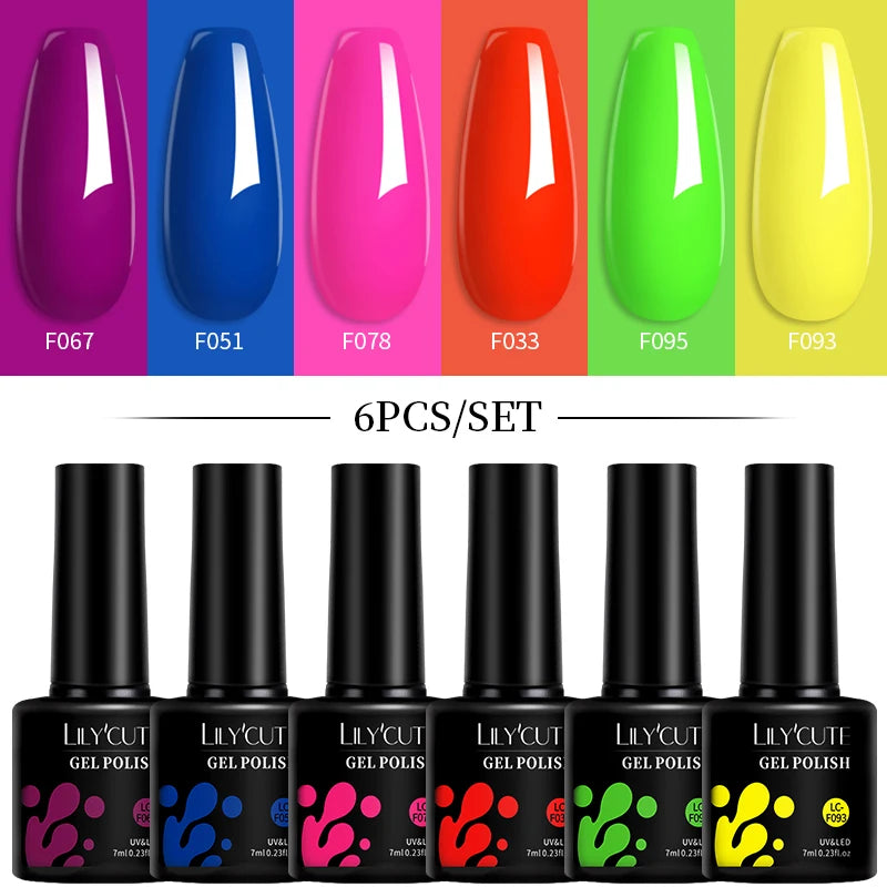 Colorful Gel Nail Polish 7ml Black White Red Glitter Manicure Long Lasting Soak Off Nail Art Gel Varnish Kit