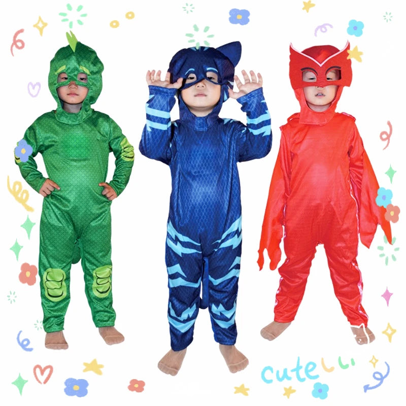 Hot Anime Blue Pajama Boys Girls Cat Dog Boy Hero Costume with Mask