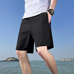 Men Zipper Pocket Shorts Retro Thin Men's Sport  Wear Summer