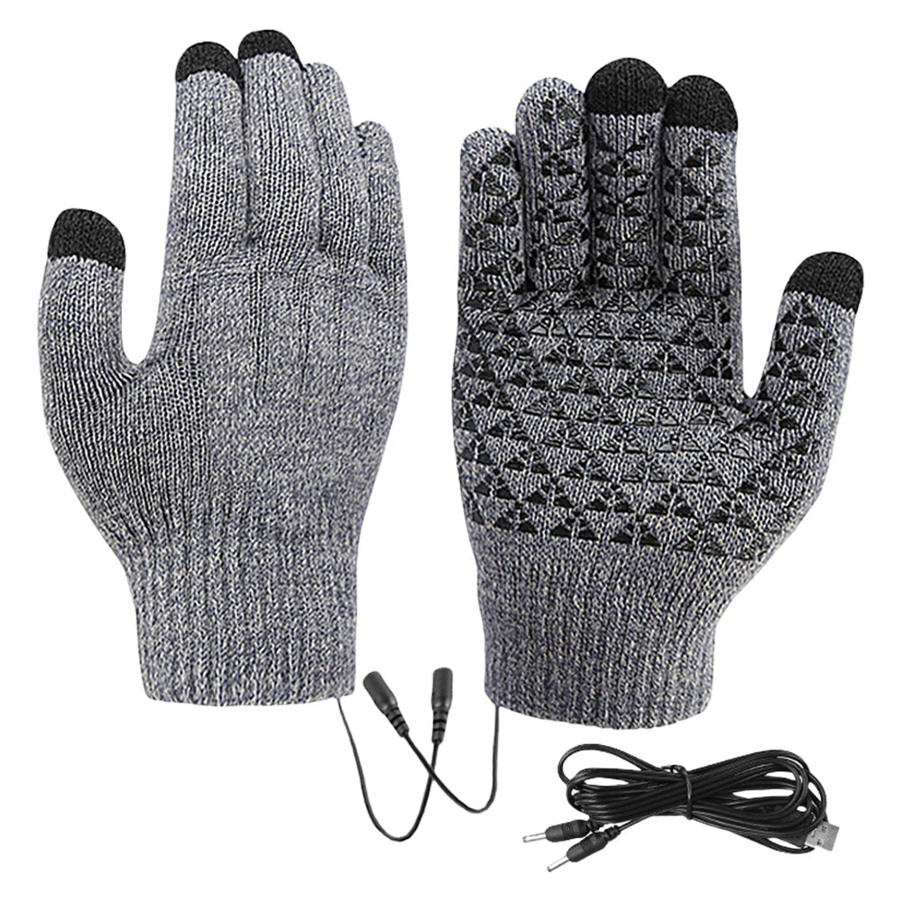 Electric Heated Gloves Winter Warm Skiing Snowboarding Gloves USB Touch Screen Gloves Men Women Motorcycle Riding Thermal Gloves