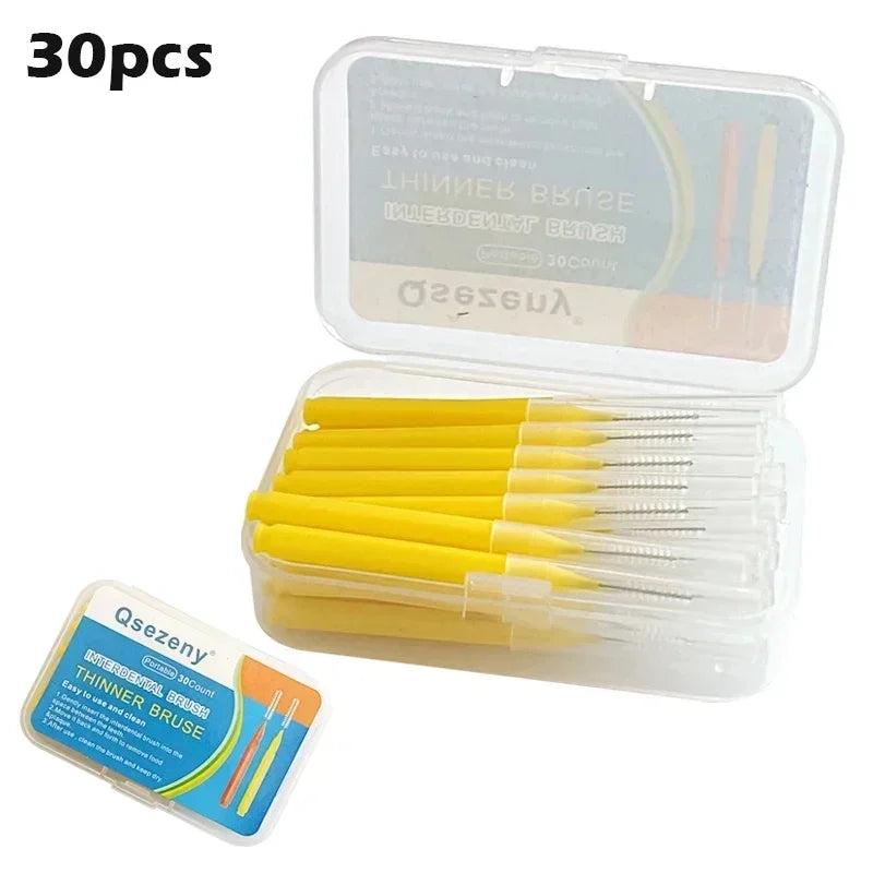 30/60Pcs 0.6-1.2mm Interdental Brushes Health Care Teeth Push-Pull Brush Removes Food Plaque Whitening Cleaner Oral Hygiene Tool