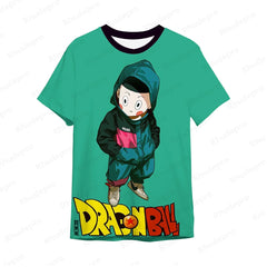 Baby Suit Son Goku Children's Summer Men's T-Shirt Anime Cartoon Print White Balck T-shirt Boys Top