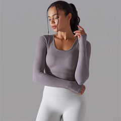 Seamless Yoga Shirts Sports Top Long Sleeve Gym Clothing Running Workout Top