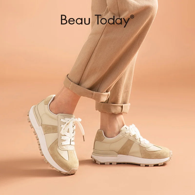 BeauToday Casual Sneakers Women Suede Leather Patchwork Mixed Colors