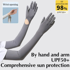 Sunscreen Gloves Female Long Sleeve Summer Cycling UV Long Arm Protection Thin Ice Silk Sleeve Set Ice Sleeve