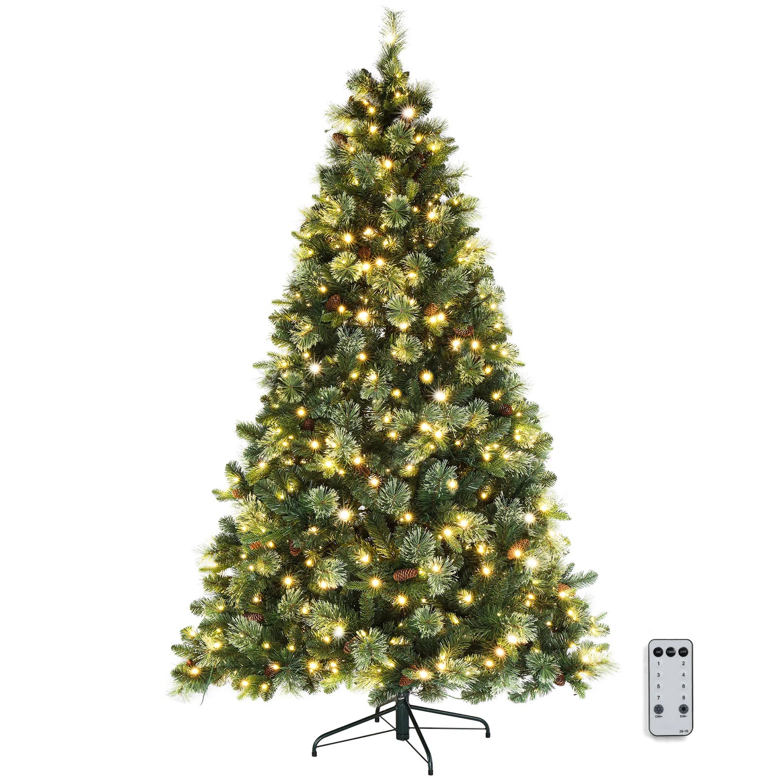 6ft Automatic Tree Structure PE PVC Material 500 Lights Warm Color 9 Modes With Remote Control 900 Branches With Pine Needles