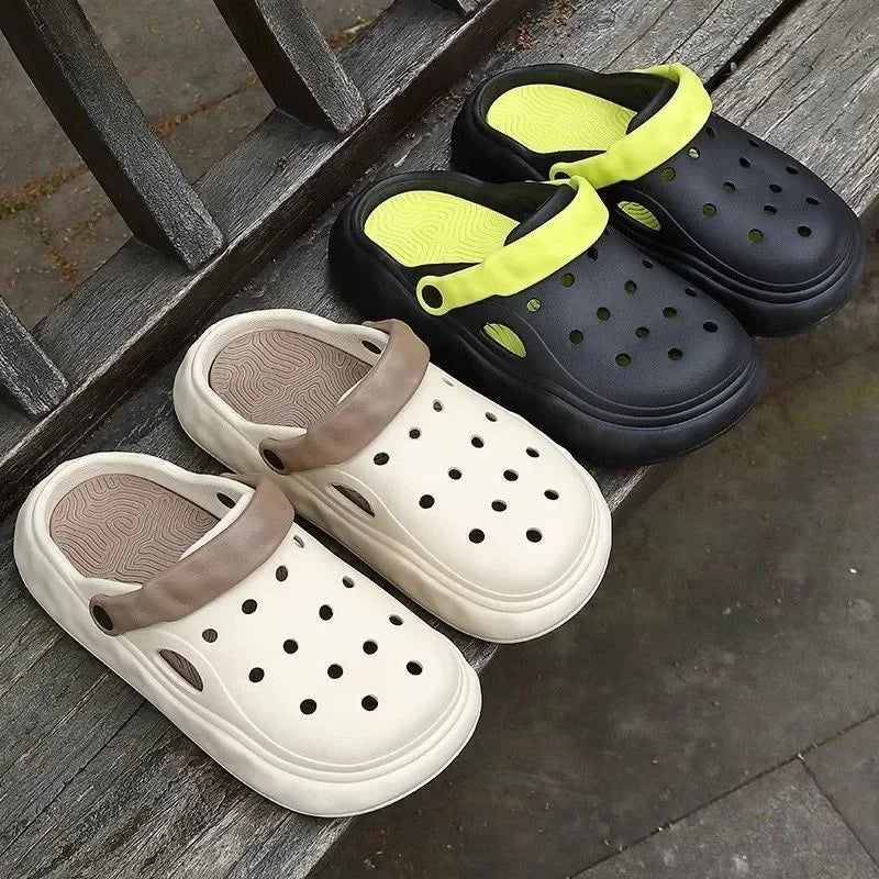 Men Garden Shoes Slip-on Slides Comfortable  Outdoor Sandals Lightweight Beach Slippers Platform Sandals