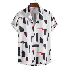 Summer New Men's Fashion Trend Casual Printed Short Sleeve Shirt Men Clothing