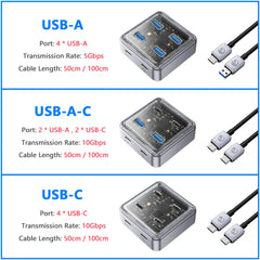 ORICO Multiple USB A Type C Ports Splitter Hub 4 10Gbps USB 3.1 Slot Dock Station