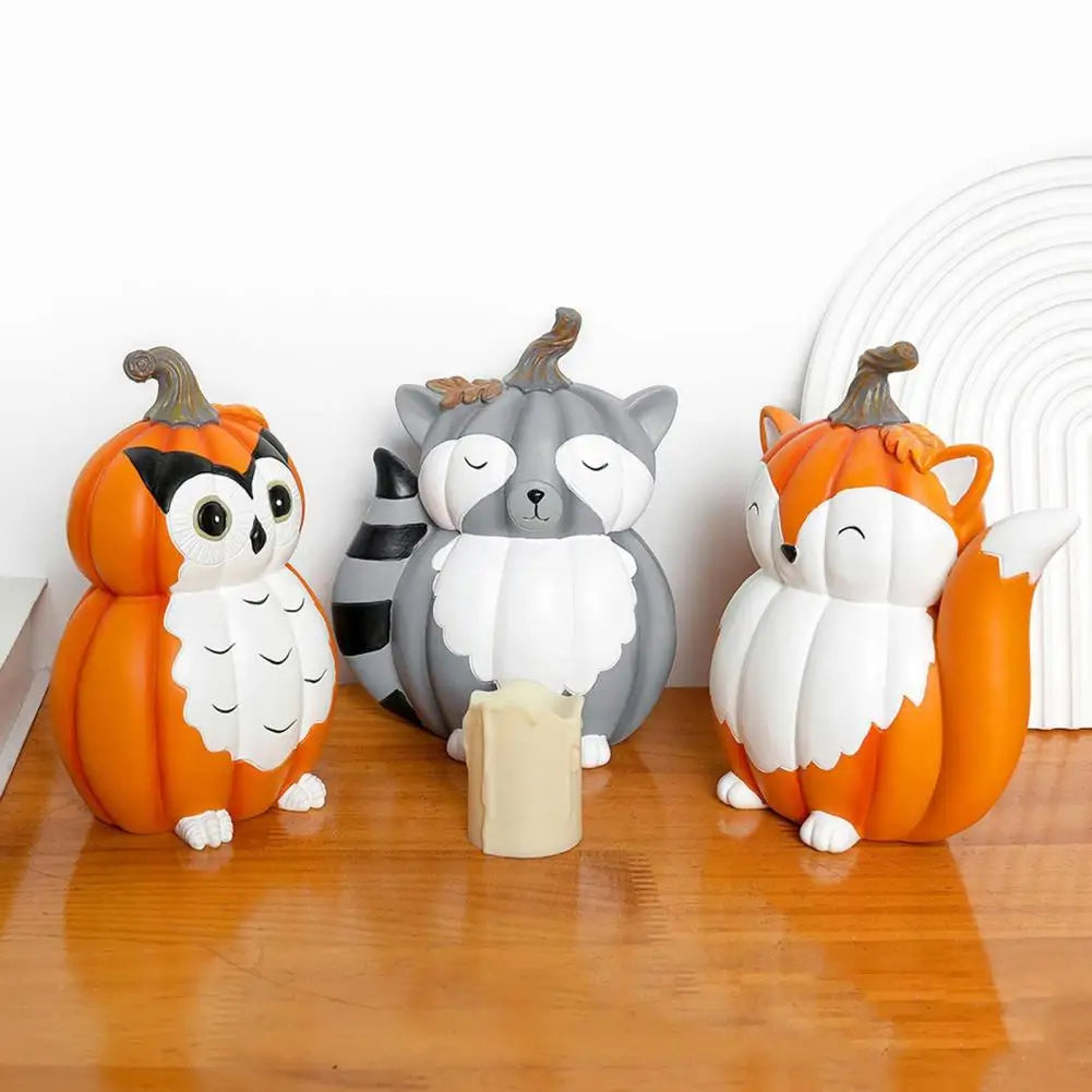 Cartoon Figurine Pumpkin Raccoon Decor Whimsical Halloween Pumpkin Figurines