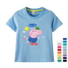 Kids T-shirt Clothes Peppa Pigs Girl Boy Short Sleeve Summer Tee Clothes Tops Cartoon Printing Children Shirt Birthday Gift