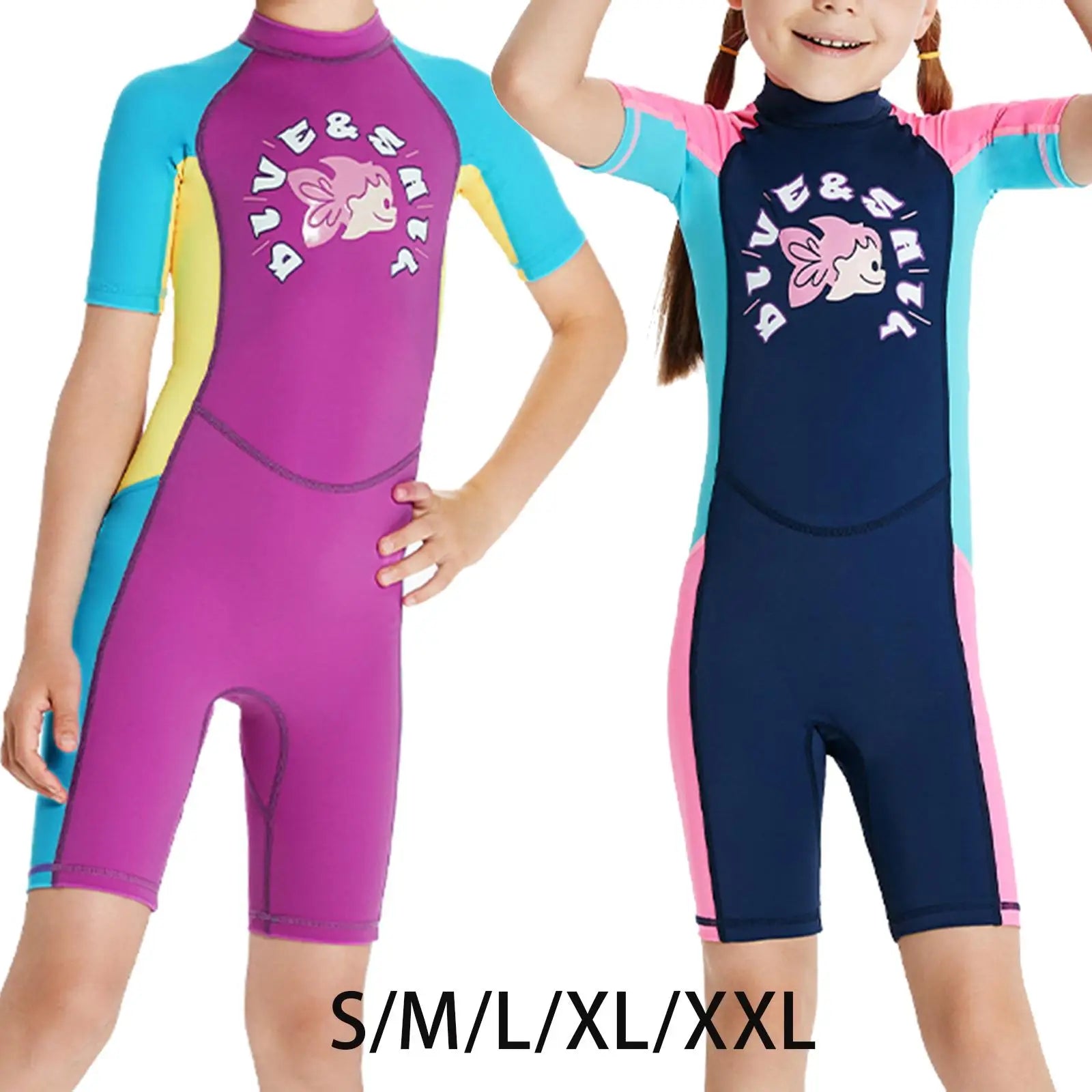 Kids Swimsuits Water Resistant Thermal Keep Warm Back Zipper swim wear for