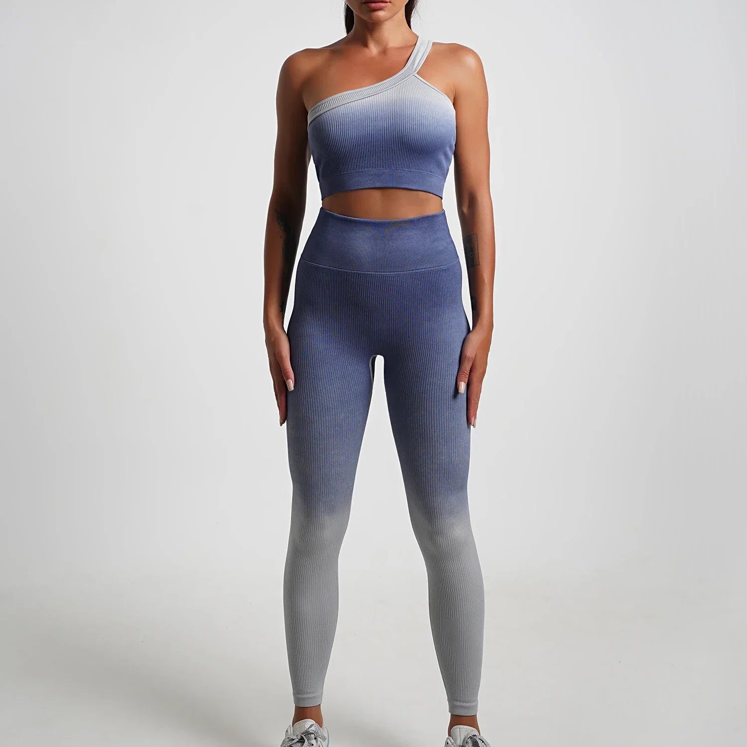 Seamless Gradient Yoga Sets Sports Fitness High Waist Hip-Lifting Pants