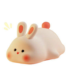 Cute Rabbit Silicone Night Lamp Touch Sensor Big Face Rabbit Pat Night Light Timing USB Rechargeable Light for Kids Gift