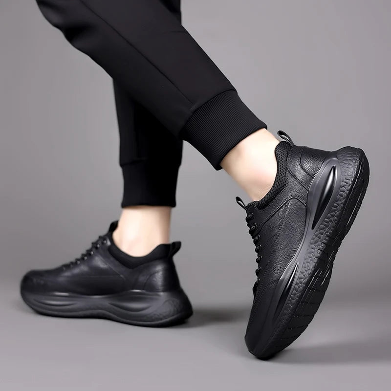 Men's Casual Shoes lace up black Trend Wild Fashion Men Shoes Thick-soled Shoe