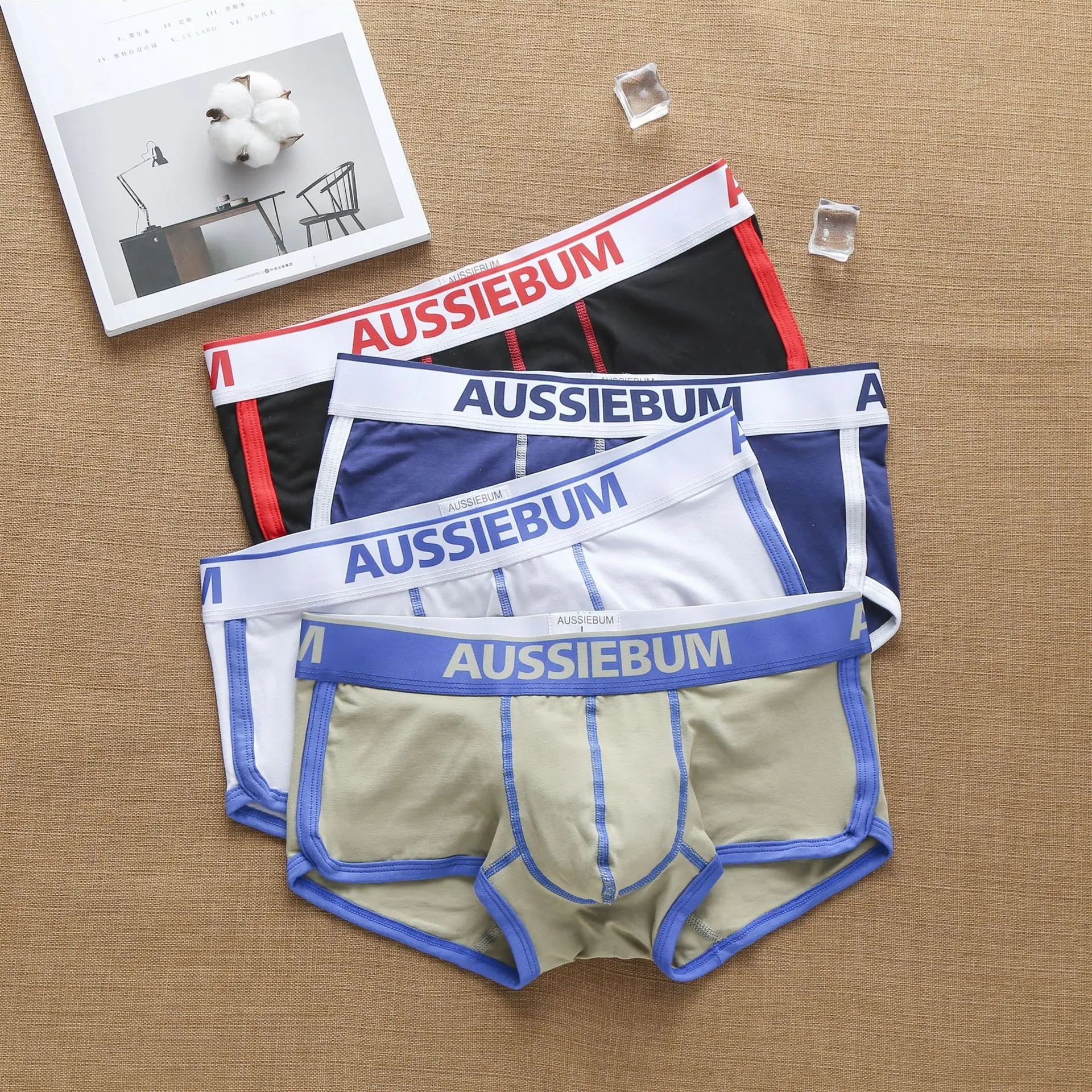 aussiebum men's cotton fashion trend boxers low waist European and American muscle youth hip underwear shorts