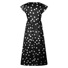 Women's Elegant Dot Print Long Dress Summer Sleeveless V-Neck Tank Dress