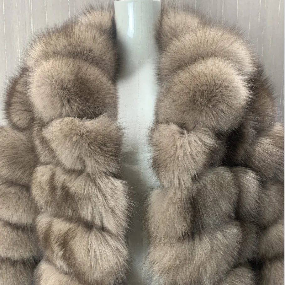 Detachable Real Fox Fur Jacket for Women