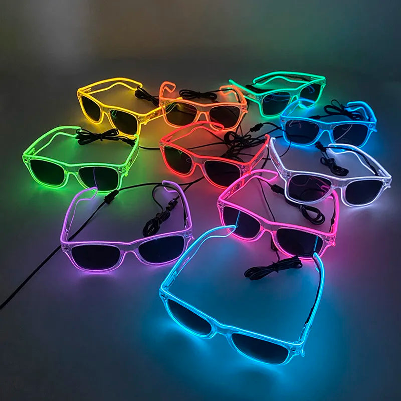 LED Glasses Glow Sunglasses EL Wire Neon Glasses Glow in The Dark Party Supplies