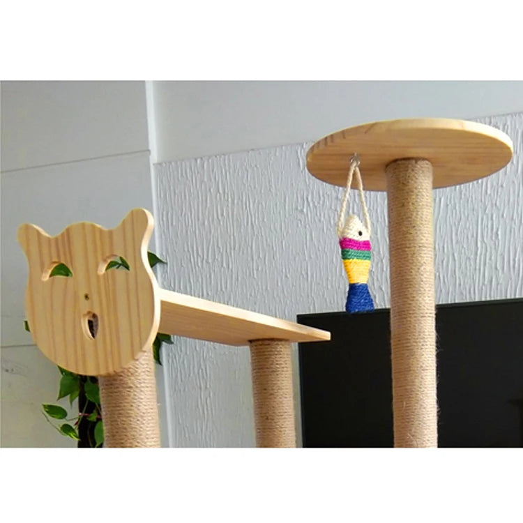 Overseas New Selling High Quality Cute Multifunctional New Zealand Wood Cat Scratching Tree Tower