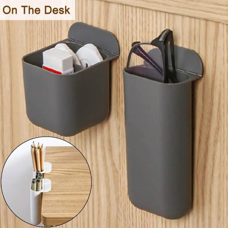 1PC PP Creative Pencil Holder Pen Case Adhesive Desktop Organizer Office Decor Container Stationery Storage