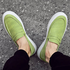 Autumn Men's Loafers Fashion Green Casual Shoes Men's Walking Shoes Driving Shoes Versatile Thick Sole Shoes