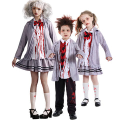 Boys Halloween Bloody Zombie Walking Dead Costumes Kids Children Vampire Student Cosplay Carnival Purim Role Playing Party Dress