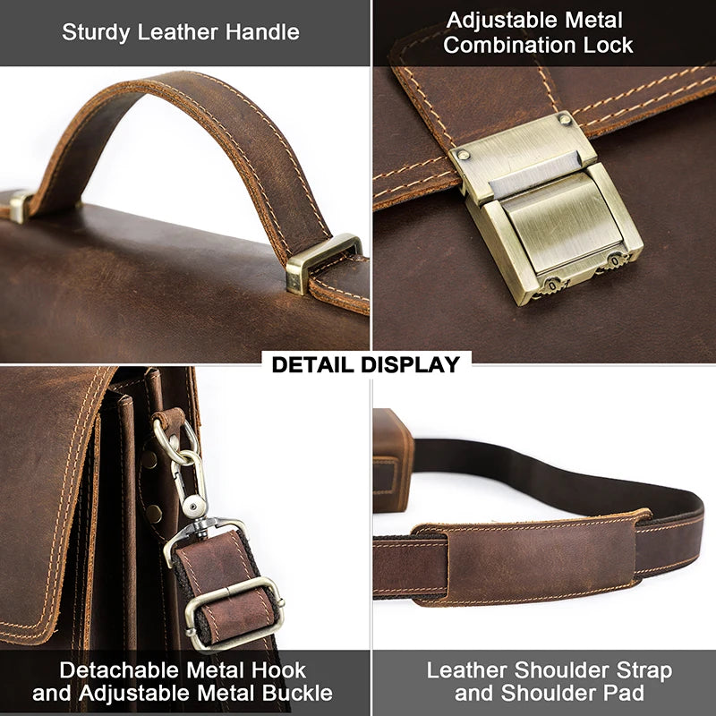 CONTACT'S Genuine Leather Crossbody Bag for Men Luxury Password Designer Bag Shoulder Messenger Bags Casual Male Tote Handbag