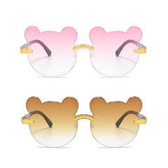 Girl Boys Rimless Sunglasses Summer Sun Glasses Cartoon Bear Anti-UV Sunglasses Cute Animal Kids Outdoor Sunscreen Sunglasses