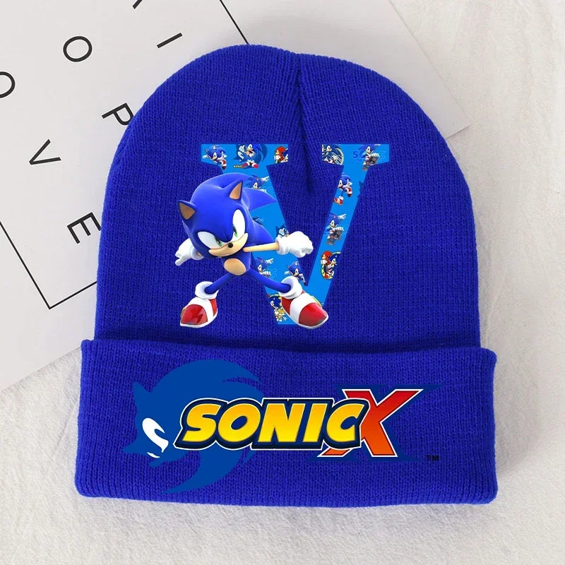 Sonics Children's Letter A-Z Knitted Hat Soft Warmth Boys Autumn Winter Kids Toddler Crochet Cap Outdoor Sport Cute Beanies Hats