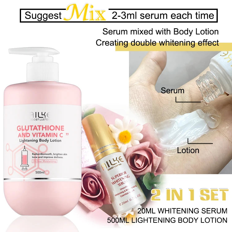 AILKE Glutathione and Vitamin C Moisturizing Body Cream for Skin Glowing, Radiance Boost