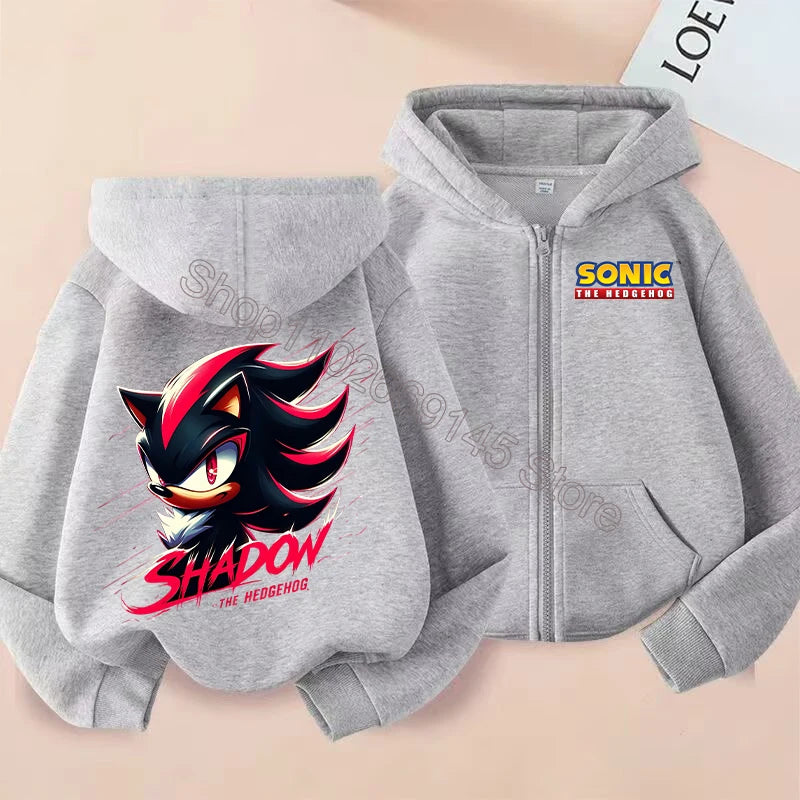 New Sonics Kids Zip-up Hoodies Boys Anime Hoodie Cartoon Characters Printed Coat Winter Warm Jacket Autumn Children Clothing