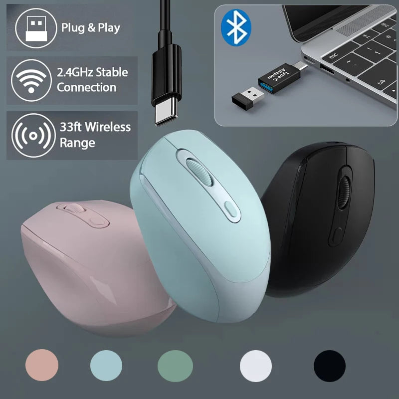 Wireless Silent Bluetooth-compatible 2.4G Dual Mode Rechargeable Optical Mouse