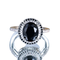 Luxury Black Zircon Stone Oval Rings For Women