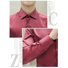 Plus Size 5XL 2023 New Men's Luxury Shirts Wedding Dress Long Sleeve Shirt Silk Tuxedo Shirt Men Mercerized Cotton Shirt