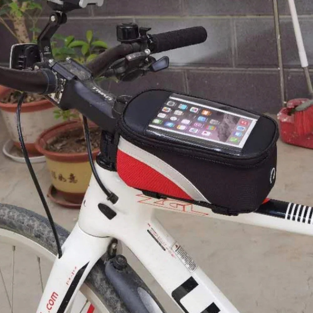 Bicycle Mountain Bike Front Beam Bag Touchable Mobile Phone Bag Plus Frame Tube Bag Cycling